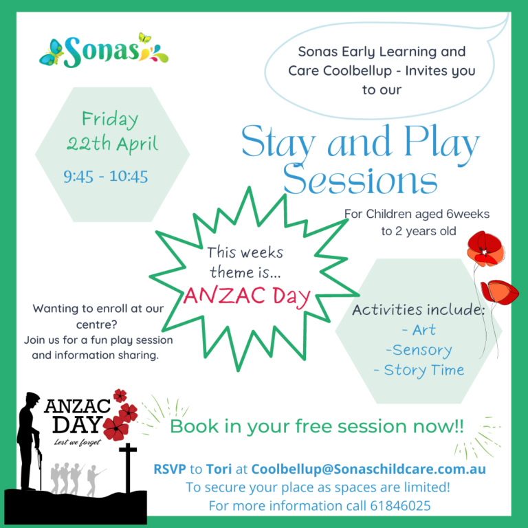 Sonas Coolbellup – Play and Stay – ANZAC Day 
